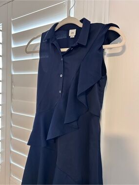 River Island Navy Button-Front Ruffle Dress for girls